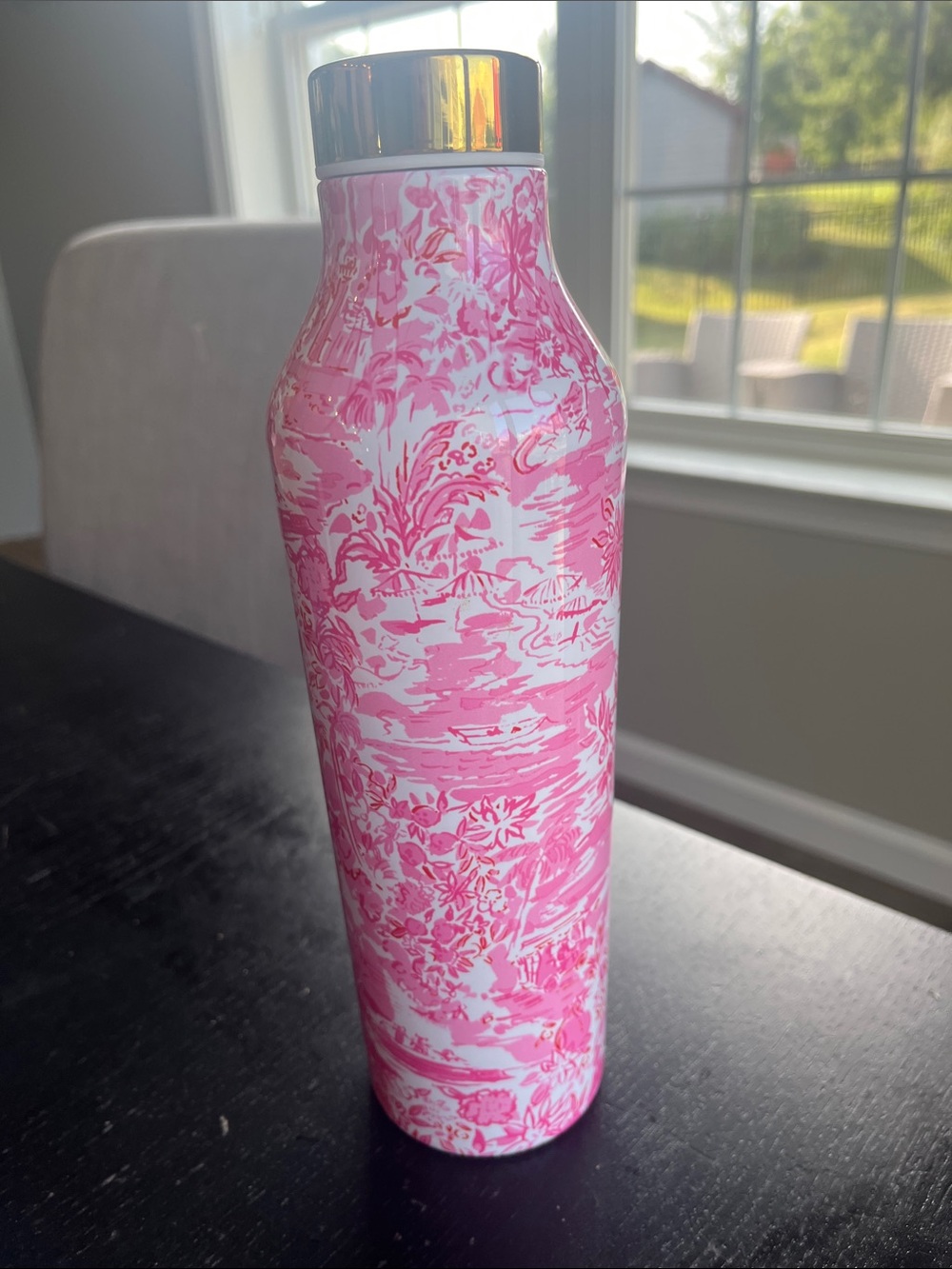 Lilly Pulitzer Pink Floral Insulated Water Bottle - White & Pink